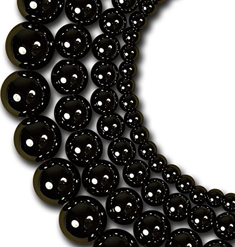 LK-CRAFTS Natural Black Hematite Gemstone Round Loose Beads For Jewelry Making Findings /Accessories 1 Strand 15.5 inches - 8mm