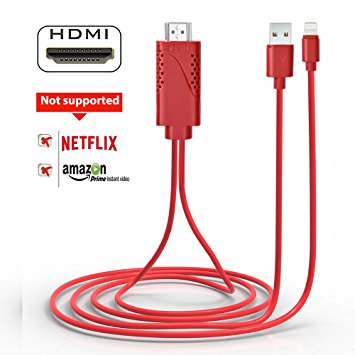 Lightning to HDMI MAOZUA Lightning to HDMI Adapter (Upgraded Version)with Cooling Vents Apple to HDMI Adapter 6.5ft for iPhone X/8/7/6/5 Series Plug and Play on HDTV Projector【not Support Netflix Amazon Prime etc.Paid Apps】