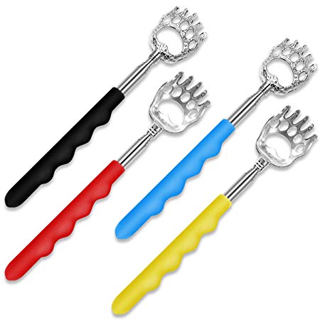 Back Scratchers, VIMVIP Bear Claw Telescoping Back Scratcher Metal Extendable Back Scratcher with Softer Handle for Adults Women Men (4 Pack)