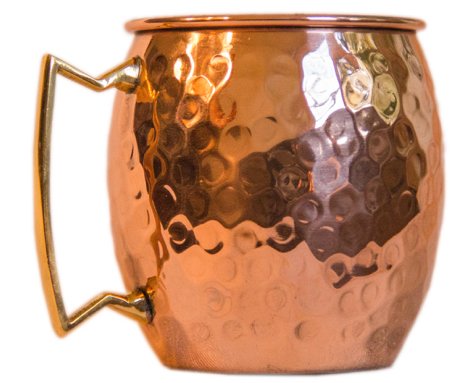 Moscow Mule 100 % Solid Pure Copper Mug /Cup (16-ounce, Hammered, Nickel Lined)- Saint Jacques (Single Mug Hammered, Nickel Lined)