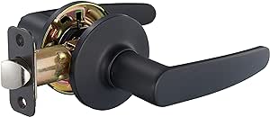 Amazon Basics Straight Door Lever - Passage - Matte Black, Pack of 6, 6 Count Total