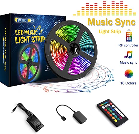 Tenmiro Led Strip Lights, 16.4FT 150leds SMD 5050 LED Rope Lights Sync to Music Color Changing, Matching use DC12V Power,Ideal for Living Room Bedroom Bar Party Holiday Lights