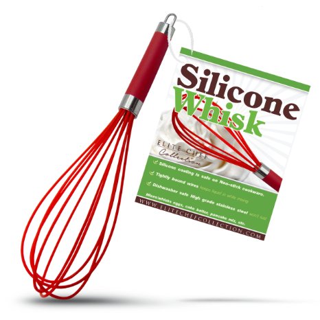 Elite Chef Small Silicone Balloon Whisk Won't Scratch Your Nonstick Pans 10 Inch