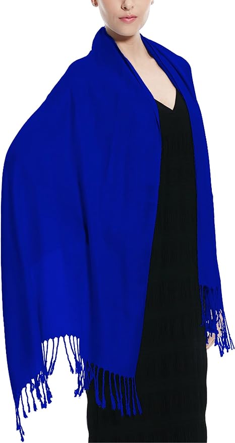 Glory Max Women Large Soft Silky Pashmina Shawl Wrap Scarf in Plain Solid Colors