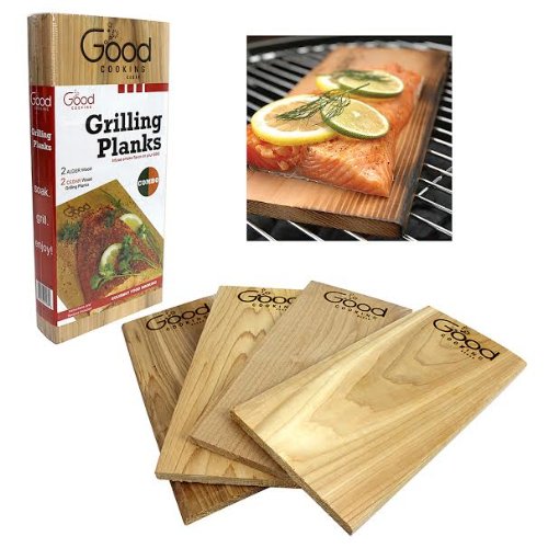 Grilling Planks - Outdoor Barbeque Smoking Grill Planks Variety Pack - Set of 4 (2 Alder, 2 Cedar)