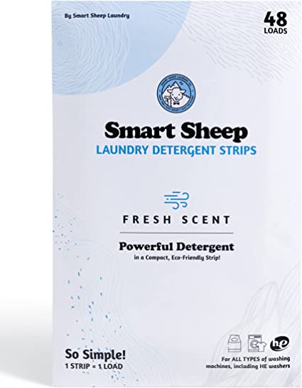 Smart Sheep - Laundry Strips - 48 Loads - Laundry Detergent Strips - Detergent Strips for Sensitive Skin - Convenient Eco Friendly & Plastic Free - Perfect for Home Travel & Camping - Fresh Scent