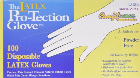 Disposable Latex Gloves Powder Free Size Large 100 gloves per box