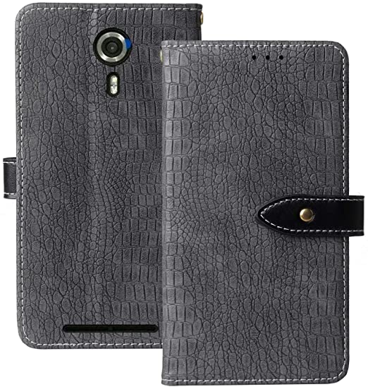 Lankashi Flip Premium Leather Phone Gel Case for Unimax UMX U693CL Assurancewireless Back Cover Etui Protective Protector Wallet Shell Bumper (Gray)