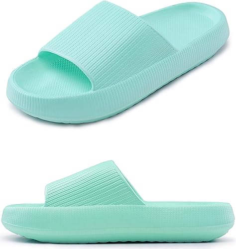 rosyclo Cloud Slides for Women Men Pillow Slippers Soft Comfy Thick Sole Non-Slip Quick Drying Bathroom Shower Sandals Open Toe Platform Home House Indoor and Outdoor Slides