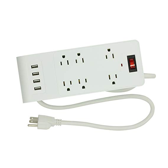 ETL Certification Linko Multi-Functional Socket:6-Outlet Surge Protector with 4 USB Charging Ports Overload,6 Feet Cord