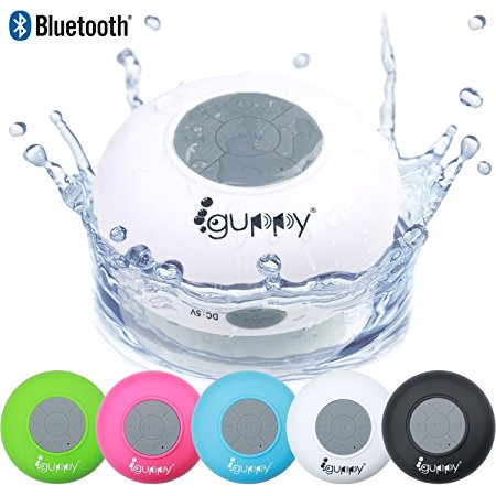 Guppy Water Resistant Bluetooth Shower Speaker - Wireless Portable - Kid-friendly, Built-in Control Buttons, Speakerphone, Powerful Suction Cup, Safety Lanyard - Best for Indoor/Outdoor Use (White)