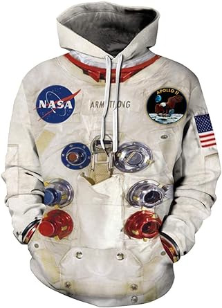 FLYCHEN Men 3D Printed NASA Hoodies Unisex Sweatshirt Hooded Pullover