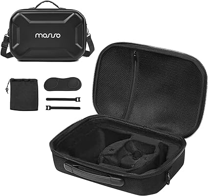 MOSISO Hard Case Compatible with Oculus Quest 2 & Elite Strap Controllers Accessories VR Gaming Headset, Waterproof Shockproof EVA Hard Shell & PU Storage Bag with Handle & Shoulder Strap, Black