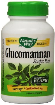 Natures Way Glucomannan Root Dietary Fiber 100 capsules Certified 665mg