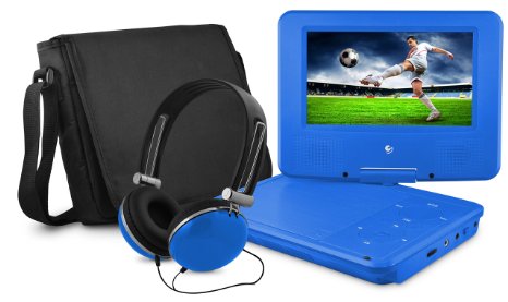 DVD Player Ematic 7 inch Swivel Blue Portable DVD Player with Matching Headphones and Bag  EPD707BU