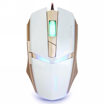 Qisan USB Wired 1600 DPI Adjustable LED Cool Gaming Mouse(White)