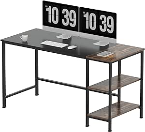 SANODESK FD4 140x60x75cm Computer Home Office Desk，Study Writing Table with Storage Shelves, Modern Simple PC Desk with Splice Board