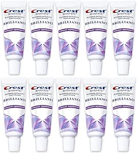 Crest 3D White Brilliance Toothpaste, Vibrant Peppermint, Travel Size 0.85 oz (24g) - Pack of 10