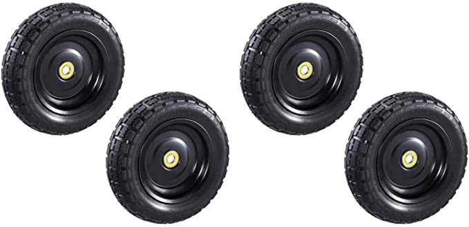 Gorilla Carts GCT13NF 13 Inch No Flat Replacement Pneumatic Tire Wheel with Offset Hub, Utility Garden Cart, Wheelbarrow, Dolly, Wagon, and Go Cart, 4 Pack