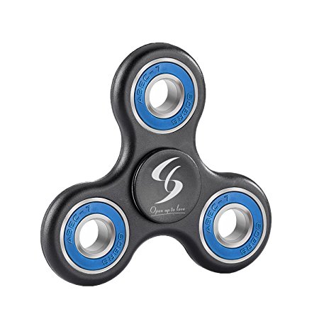 Fidget Spinner, EDC Hand Spinner Stress Reducer Tri-Spinner Fidget Toy with High Speed Bearings Perfect for ADHD,Fidgeters,Anxiety, Autism, Anti Stress, Hand Killing Time(Black-Blue)