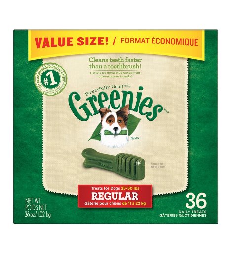 GREENIES Dental Chews Regular Treats for Dogs - Value Tub 36 oz. 36 Treats