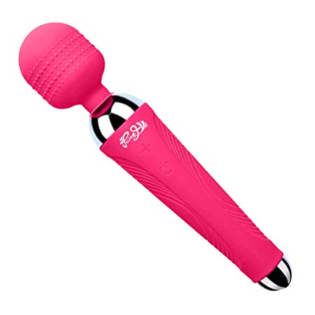 Magic Wand Massager Soft Silicone Vibrating Cordless Wand Handheld Personal Body Therapeutic Massager with 8 Powerful Speeds and 20 Mode (Pink2)