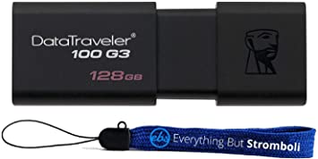 Kingston 128GB Digital Data Traveler DT100G3 3.0 USB High Speed Flash Drive (DT100G3/128GB) Plus (1) Everything But Stromboli (TM) Lanyard