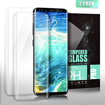 SGIN Galaxy S8 Screen Protector, [2-Pack] Full Coverage S8 Tempered Glass Screen Protector, 9H Hardness, Bubble Free, Anti-Fingerprint, HD Display Protection Film - Transparent