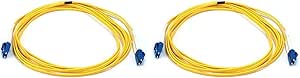 Monoprice Fiber Optic Cable - Single-Mode, LC/LC, 9/125 Type, Duplex, UL, 3 Meter, Yellow, Corning (Pack of 2)