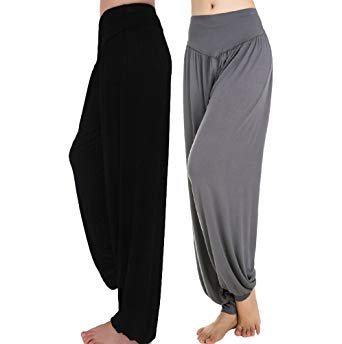 Urban CoCo Womens' Solid Color Soft Elastic Waistband Fitness Yoga Harem Pants