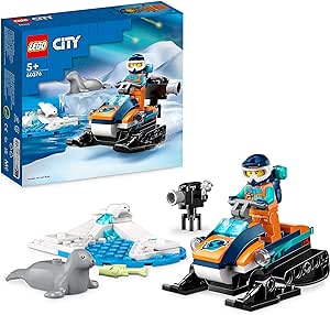 LEGO City Arktis-Schneemobil, Konstruktionsspielzeug-Set mit 3 Tier-Figuren und einer Explorer-Minifigur, Spielzeug für Kinder ab 5 Jahren 60376