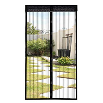 Extsud Magnetic Screen Door Keep Insects Out Mosquito Door Screen Easy to Install without Drilling Top-to-Bottom Seal Automatically for Balcony Sliding Living Room Children's Room, 90x210 cm