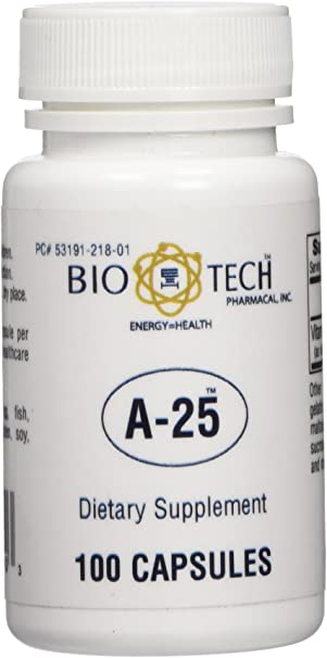 Bio-Tech Pharmacal Vitamin A-25, 100 Capsules, 1 Pack