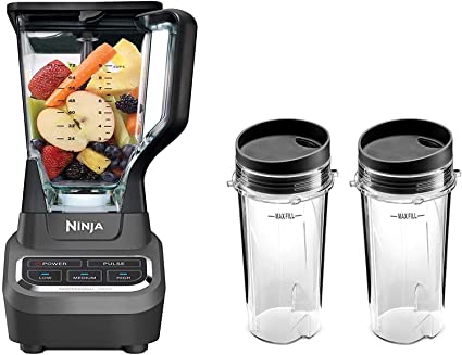 Ninja Professional 72oz Countertop Blender with 1000-Watt Base and Total Crushing Technology for Smoothies, Ice and Frozen Fruit (BL610), Black (1000W Blender with 16oz to-Go Cups)