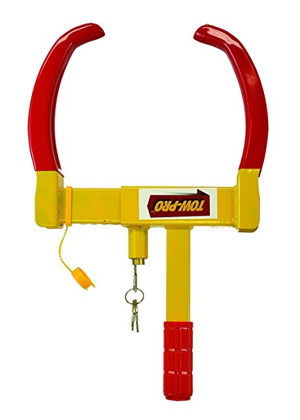 Towpro Wheel Lock Anti-Theft Claw - Heavy Duty Tire Clamp For Security (Yellow & Red, 7-11 Inch)