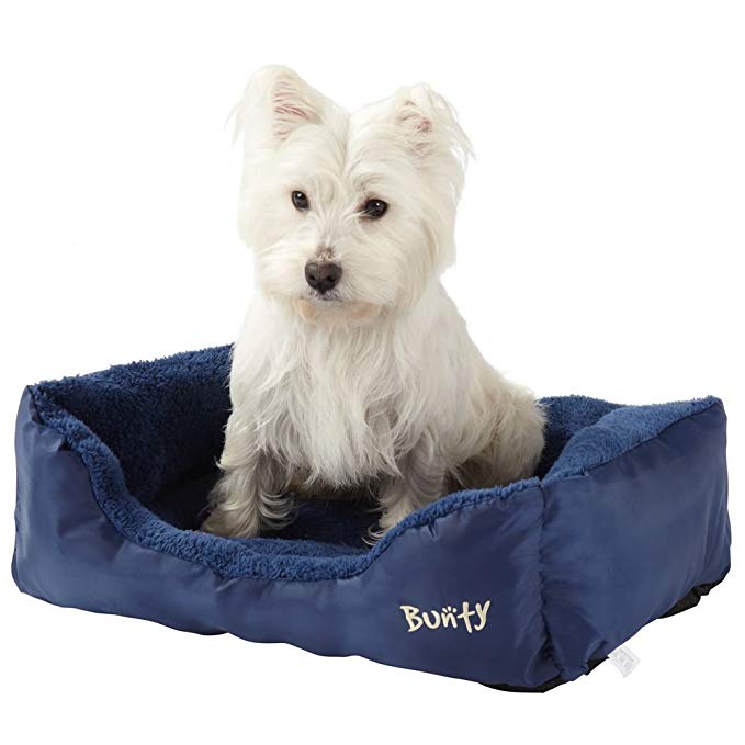 Deluxe Soft Washable Dog Pet Warm Basket Bed Cushion with Fleece Lining - Blue - Small