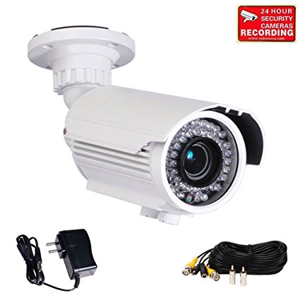 VideoSecu 700TVL Built-in 1/3'' Sony Effio CCD Security Camera Day Night Vision IR Zoom Focus Weatherproof Outdoor 42 Infrared LEDs 4-9mm Vari-focal Lens with Power Supply and Extension Cable BTY
