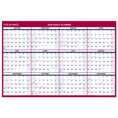 AT-A-GLANCE Wall Calendar 2016, Erasable, Reversible, Vertical/Horizontal, 12 Months, 48 x 32 Inches  (PM326-28)