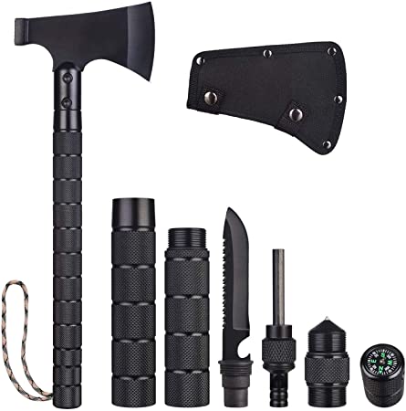 Survival Axe Folding Portable Camping Axe Multi-Tool Hatchet Survival Kit Tactical Tomahawk for Outdoor Hiking Hunting