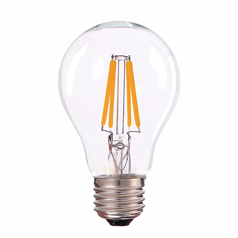 Luxon LED Edison Bulb, A19 4W E26 Clear LED Bulbs,Pure White 6000k,120v