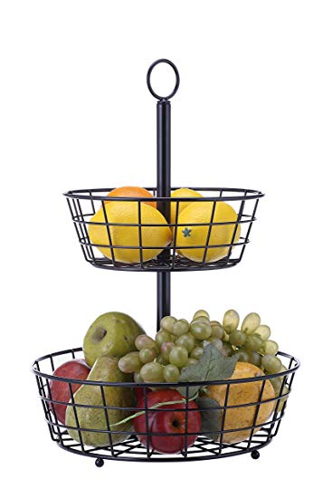 SunnyPoint Tabletop 2-Tier Countertop Fruit Basket Stand