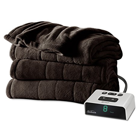 Sunbeam Microplush Heated Blanket, Twin, Walnut, BSM9BTS-R470-16A00