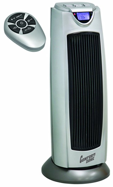 Comfort Zone® Digital Ceramic Oscillating Electric Tower Heater/Fan with Remote Control CZ499R