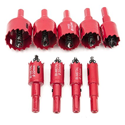 M42 HSS Hole Saw Set, Ankoow 9Pcs 16-38mm Heavy Duty Hole Saw Tooth Cutting Opener Drill Bit for Metal Wood Aluminum Iron Sheet Pipe Plastic Ceramic