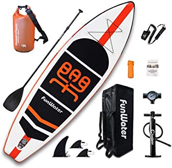 FunWater Inflatable Stand Up Paddle Boards 11'×33"×6" Ultra-Light (17.6lbs) SUP for All Skill Levels Everything Included with 10L Dry Bags, Board, Travel Backpack, Adj Paddle, Pump, Leash, Repair Kit