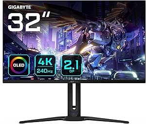 Gigabyte Écran de Jeu AORUS FO32U2P OLED de 32” - 3840 x 2160 (UHD), 240Hz, 0,03ms, 250 CD/m², KVM, FreeSync Premium Pro, DisplayHDR True Black 400, DisplayPort 2.1