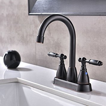 VCCUCINE Antique Oil Rubbed Bronze Double Handles Bathroom Sink Faucet, Bathroom Lavatory Faucet, Without Pop Up Drain and Hot & Cold Water Hose