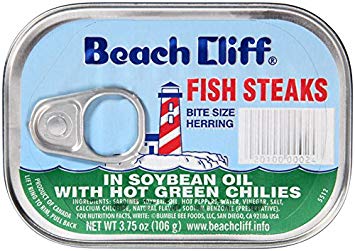 BEACH CLIFF Sardines in Soybean Oil with Hot Green Chilies, Wild Caught, High Protein Food, Keto Food, Gluten Free, High Protein Snacks, Canned Food, Bulk Sardines, 3.75 Ounce Cans (Pack of 18)