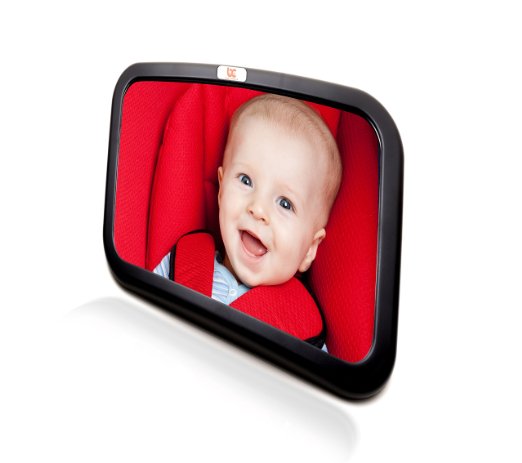 Baby Caboodle Backseat Baby Mirror - Extra Large - Ideal for Rear-Facing Infant Car Seats - Adjustable 360 Degree View - Crystal Clear Viewing - Shatterproof