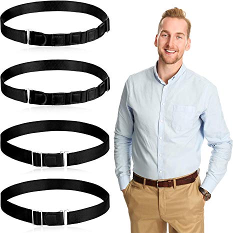 4 Pieces Shirt Stay Shirt Lock Belts Adjustable Elastic Shirt Holders for Men